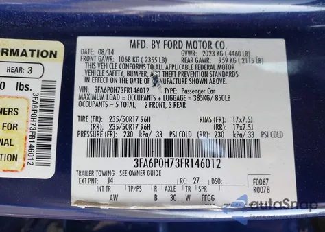 2015 Ford Fusion Se из США, поврежденный, VIN 3FA6P0H73FR146012